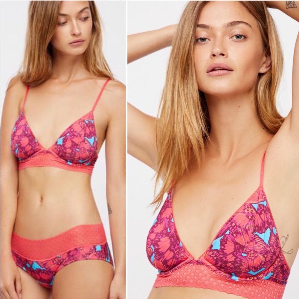 Free People Intimately Angie Pink Lace Soft Bra